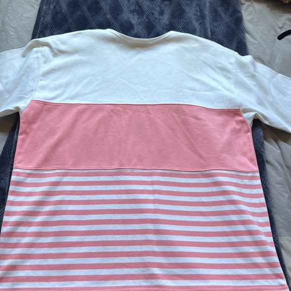 Like New Vintage Nordstrom Town Squate Pink & White Short Sleeves embroidered L - Picture 6 of 7